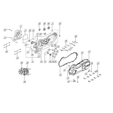 Crankcase - Crankcase cover - Kick starter shaft Kymco City 12" 50 4T AC white