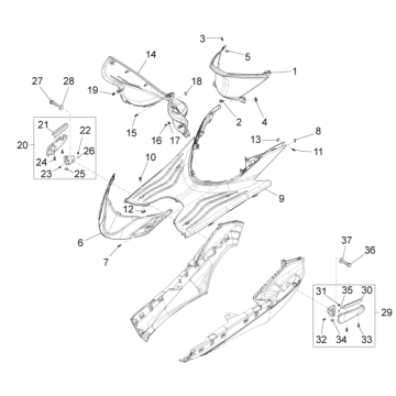 Piaggio Fly 125 4-stroke 3VG IE E3 central cover