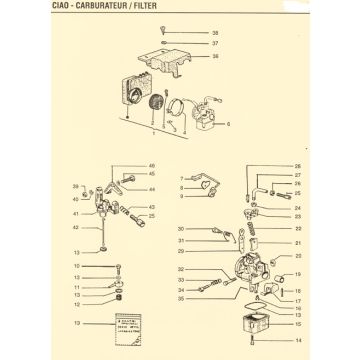 Carburateur en luchtfilter Vespa Ciao