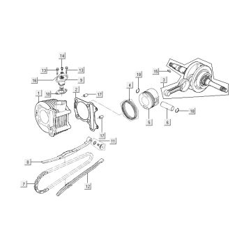 Cylinder - Piston - Crankshaft Kymco Agility 12" 125 4T AC blue