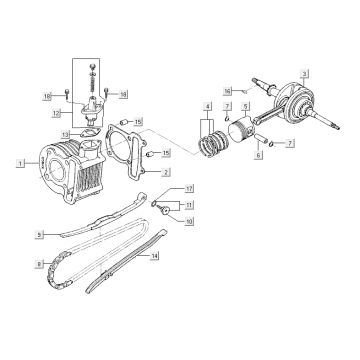 Cylinder - Piston - Crankshaft Kymco Agility RS 50 4T AC white 2011