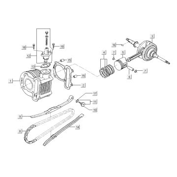 Cylinder - Crankshaft Kymco Agility 10" 50 4T AC dark grey