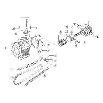 Cylinder - Crankshaft Kymco Agility 12" 50 4T AC black