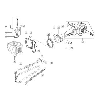 Cylinder - Crankshaft Kymco City 12" 50 4T AC black