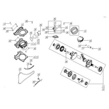 Cylinder - Piston - Crankshaft Kymco MXU 50 2T AC
