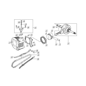 Cylinder - Piston - Crankshaft Kymco People S 50 4T AC cherry red