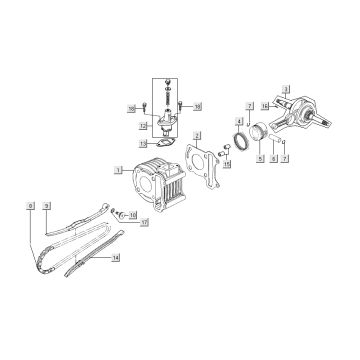 Cylinder - Piston - Crankshaft  Kymco Super8 Street 50 4T AC blue