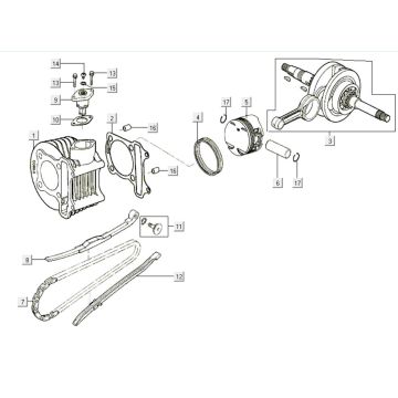 Cylinder - Piston - Crankshaft Kymco Like 200i 4T AC white