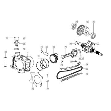 Cylinder - Piston - Crankshaft Kymco Xciting 400i 4T LC matte black