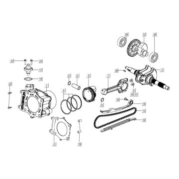 Cylinder - Piston - Crankshaft Kymco Xciting 400i 4T LC pearl lblack