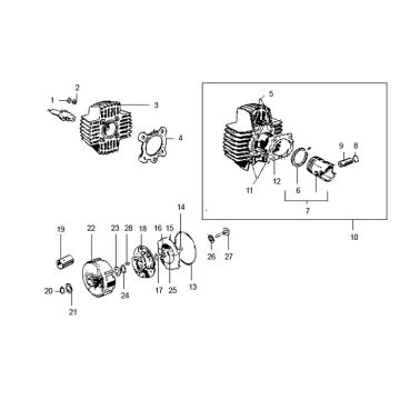 Cylinder - Piston - Cylinder head Puch Maxi 50 2T AC