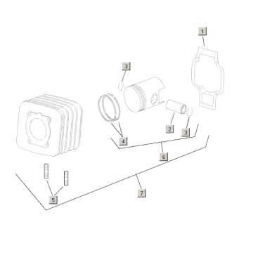 Cylinder+Piston Aprilia Mojito Custom 2t (Piaggio engine) 2004 - 2010