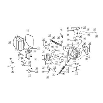 Cylinder head Kymco Agility 10" 50 4T AC blue