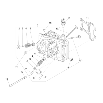 Cylinder head Vespa Sprint 4-stroke 3-valve (euro4 injection IGET)