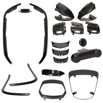 Complete Vespa Sprint carbon 8-piece styling/molding set (from 2018)