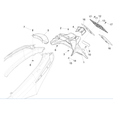 Rear cover - Piaggio Fly 125 4-stroke 3V IE E3 mudflap