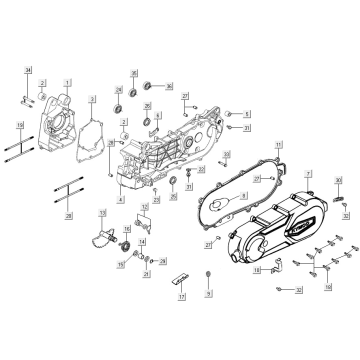 Crankcase Halves Agility 16+ 4T 150I E4