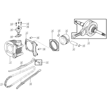 Cylinder-crankshaft Kymco Agility 16+ 4T 150I E4
