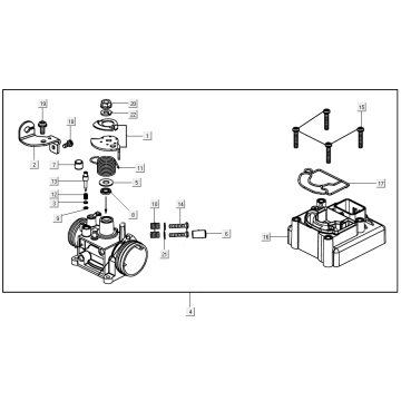 Throttle body Kymco Agility 16+ 4T 150I E4