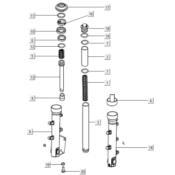 Fork tube complete parts Kymco Xciting 500R EVO