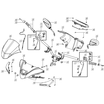 Handlebar parts Kymco Agility 16+ 4T 150I E4 Matte metallic blue