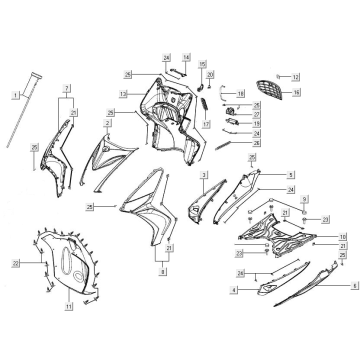 Front covers Kymco Agility 16+ 4T 150I E4 matte metallic light blue