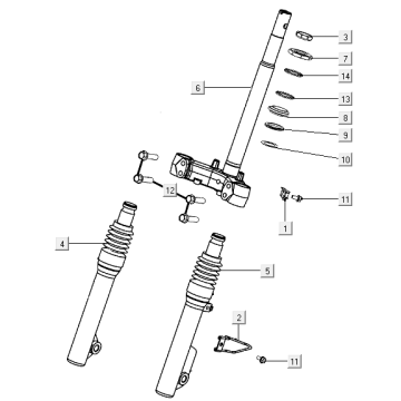 Fork tube complete Kymco E-Vitality