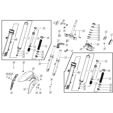Fork tube complete Kymco Agility 16+ 4T 150I E4 Matte metallic silver