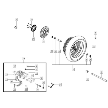 Front wheel Kymco New Downtown 125I ABS
