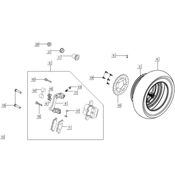 Rear wheel Kymco New Downtown 125I ABS