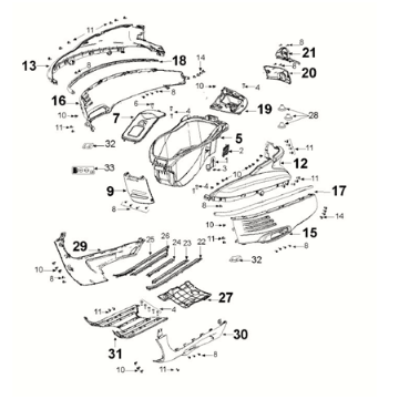 Fairing box Peugeot Django 125 EFI E5 2021-2022 INK BLACK (R1)