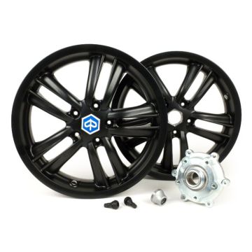 Wheel set including conversion set Piaggio 3.00-13 inch (10 spokes) type Piaggio MP3 Yourban suitable for Vespa GT, GTL, GTS 125-300, GTV black
