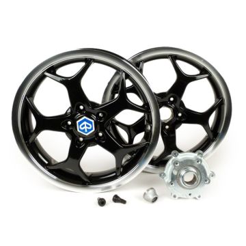 Wheel set including conversion set Piaggio 3.00-13 inch (5 spokes) type Piaggio MP3 Sport suitable for Vespa GT, GTL, GTS 125-300, GTV black