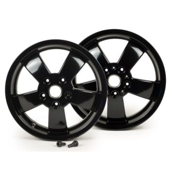 Wheel set Piaggio Super Sport 2017 black, 3.00-12 inch 5 spokes Vespa GTS, HPE, Supertech 125/300cc year built 2017 (ABS rear pickup screwed directly onto the rim)