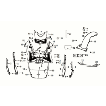 Floor panel - center cover Sym Jet 14 125I AC E5 2021-2024 RICH GRAY (GY-430C)