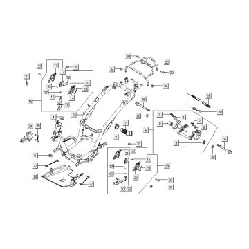 Frame - Engine mount - Subframe Kymco People S 50 4T AC cherry red