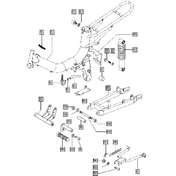Frame - achterbrug - voetsteun - schokbreker Tomos FLEXER XL (45KMH) (K8-L0)