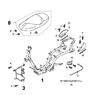 Frame and Saddle - Buddy Peugeot Elyseo black
