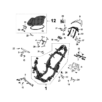 Frame and Saddle Peugeot Speedfight 4 4-stroke Black