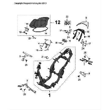 Frame and Saddle Peugeot Speedfight 4 LC black
