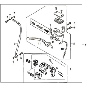Brake cylinder - Caliper - Brake pads - Brake line Sym Fiddle ll Euro 5