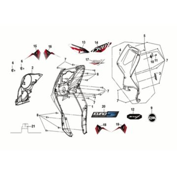 Front cover - front inner box Sym Crox 50 E5 WHITE/GREY (WH-8018P/GY-7450U)