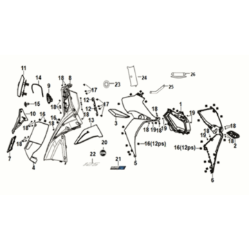 Front cover - inner box Sym Jet 14 125I AC E5 2021-2024 MATT BLACK (BK-007U)