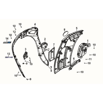 Front cover Sym Fiddle IV 125i LC ABS E5 2020-2021 GRAY (BK-2593U)
