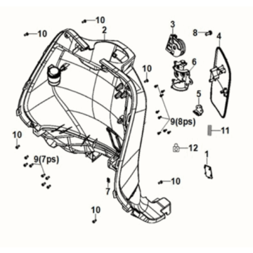 Front inner cover Sym Fiddle IV 125i LC ABS E5 2020-2021 GRAY (BK-2593U)