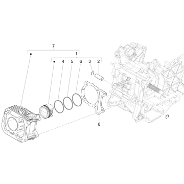 Piaggio Fly 125 4-stroke 3V IE E3 4-stroke group-Groep cilinder-zuiger-zuigerpen Piaggio Fly 125 4-takt 3V IE E3