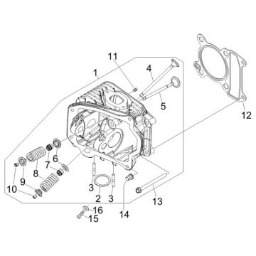 Cylinder head Piaggio New Fly 4-stroke 2-valve
