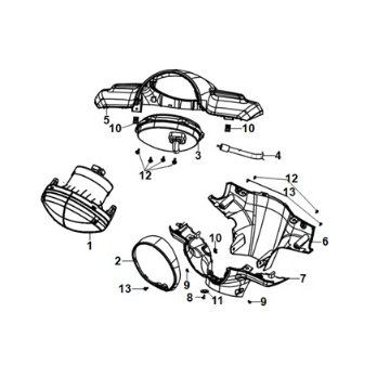 Handle cover - head light Sym E-Fiddle Fuel Green (GN546U)