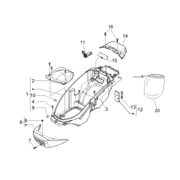 Helmet Bin Piaggio Beverly 500 E3 2007-2012