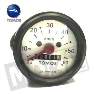 SPEEDOMETER CLOCK TOMOS A35 ROUND 60mm 60kmh WHITE ORG